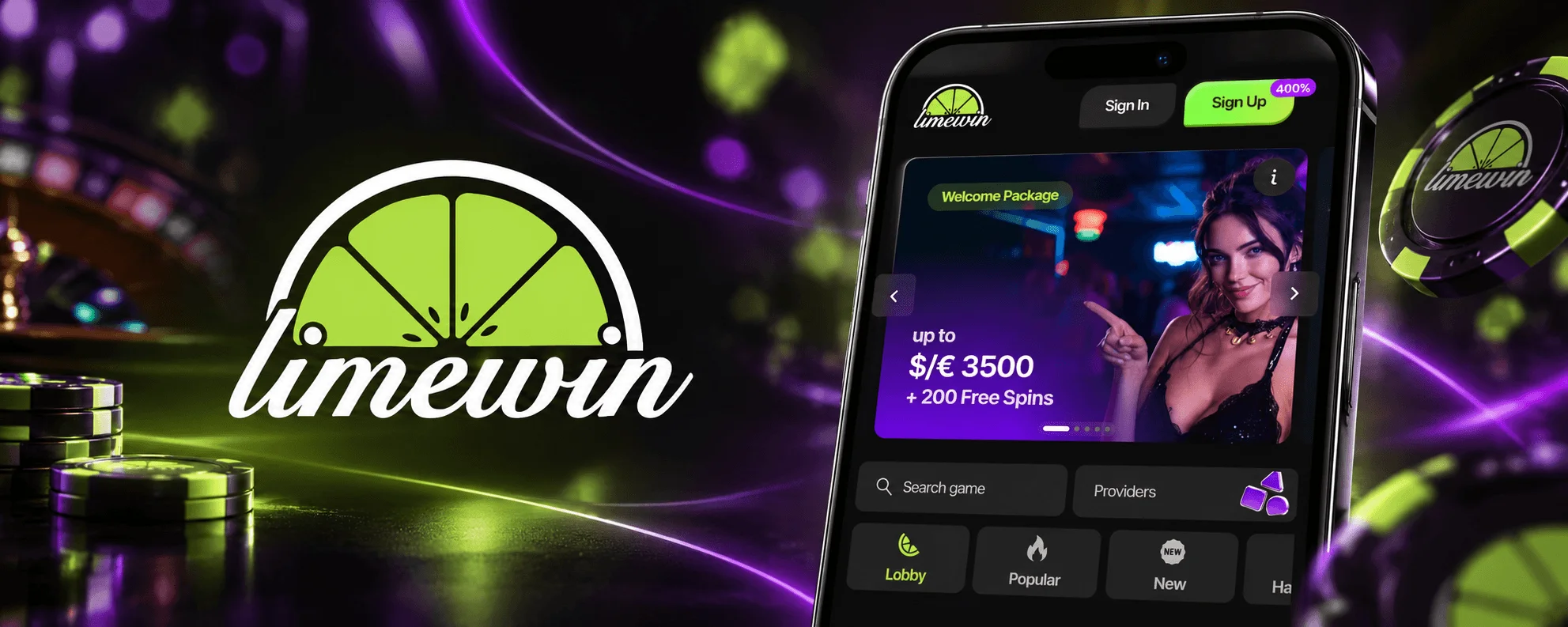Capture d'écran de l'app LimeWin Casino